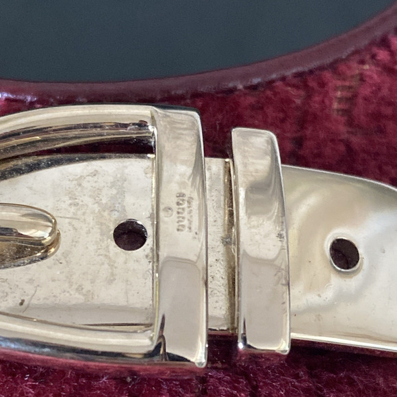 GUCCI Ballet Flat Burgundy Red Velvet Velour Round Toe Gold Buckle Equestrian 9 - Picture 4 of 14